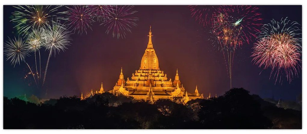 Tablou cu artificii în Asia (120x50 cm)