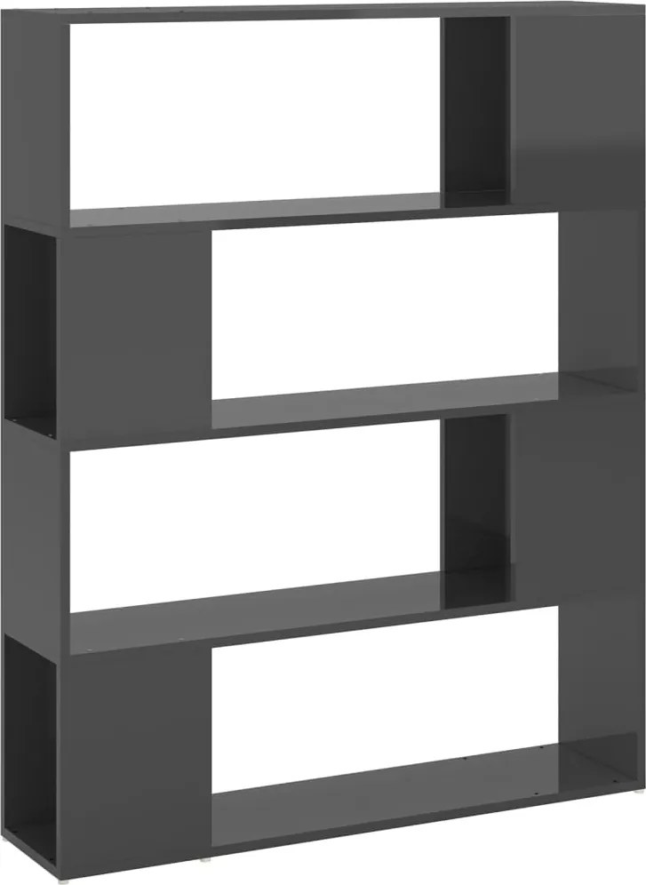 vidaXL Bibliotecă/Separator cameră, gri extralucios, 100x24x124 cm