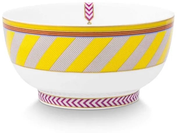 Bol din porțelan, Pip Studio, Stripes Yellow, 20.5cm, colecția Pip Chique