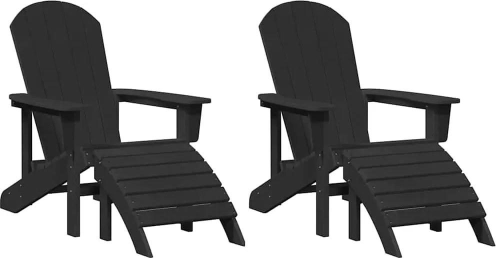 vidaXL Scaun pentru Grădină 2 pcs Negru 83 x 74 x 92 cm Polietilenă