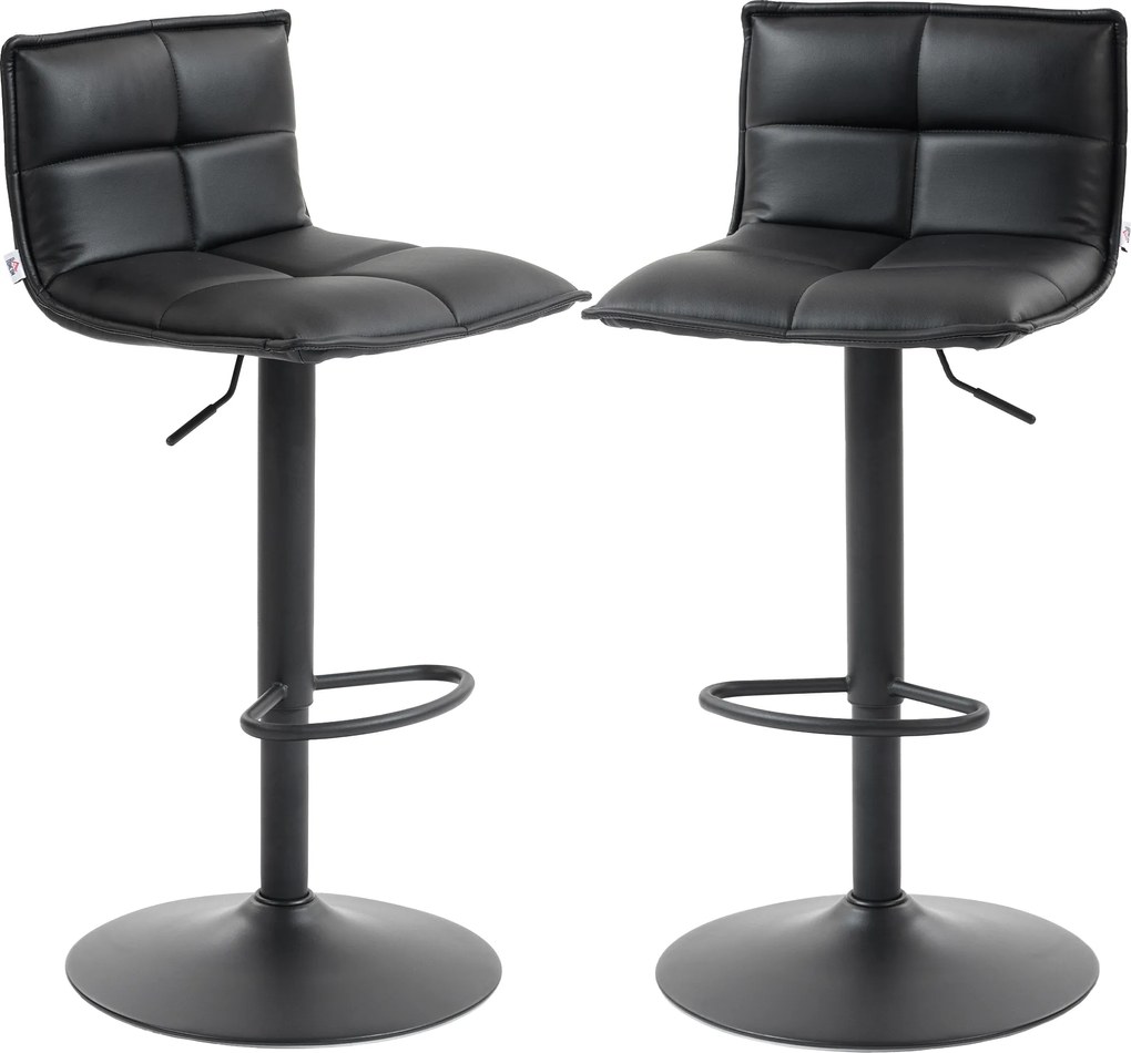 HOMCOM Set de 2 taburete de bar reglabile pe înălțime cu șezut rotativ din PU 44 x 45 x 85-106 cm negru | Aosom Romania