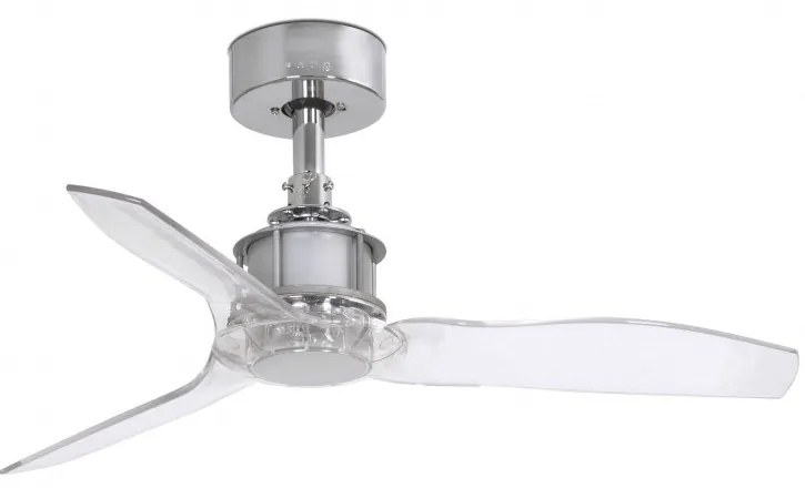 Ventilator de tavan cu telecomanda design modern JUST FAN crom/transparent