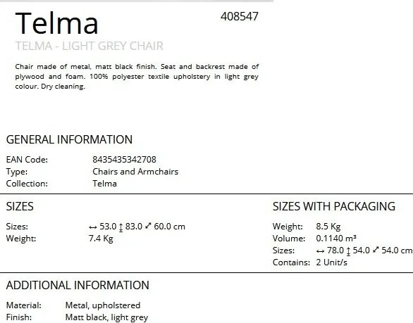 Scaun dining design elegant Telma gri