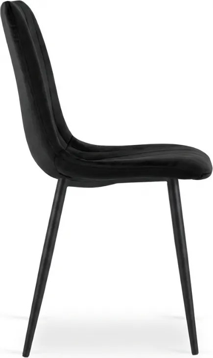 Scaun din catifea neagra LAVA ONYX cu picioare negre