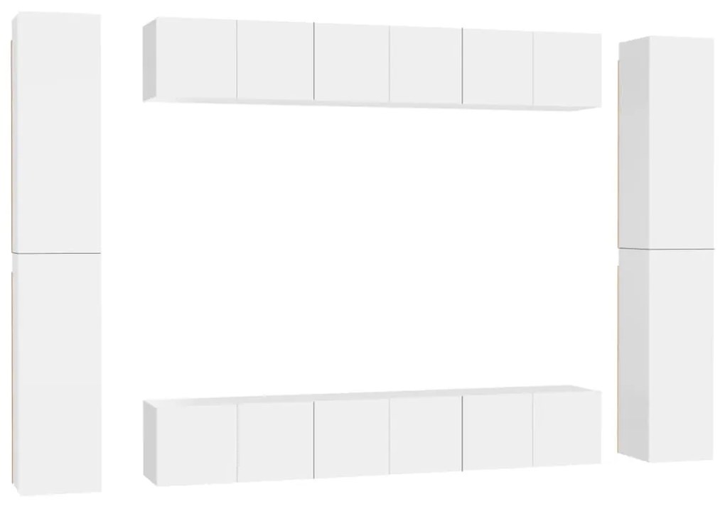 3078665 vidaXL Set dulapuri TV, 10 piese, alb, lemn prelucrat