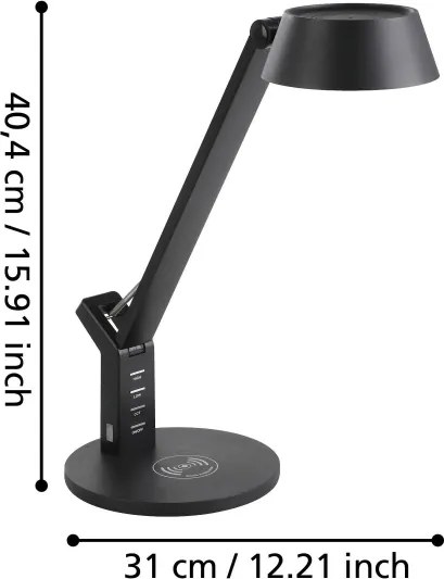 Eglo 99832 - Lampă de masă LED BANDERALO, cu control tactil și intensitate reglabilă, 4,8W/230V, negru