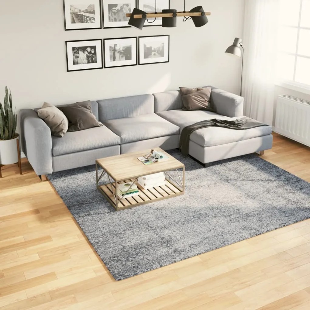 vidaXL Covor pufos &quot;PAMPLONA&quot; fire înalte, albastru modern 240x240 cm