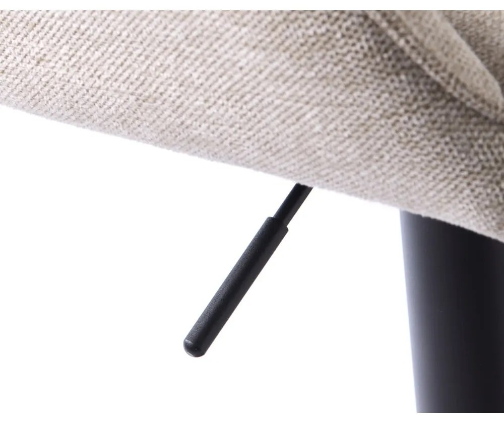Scaun de bar bej cu înălțime ajustabilă/cu cotiere tapițat (înălțime șezut 65 cm) Nolan – Unique Furniture