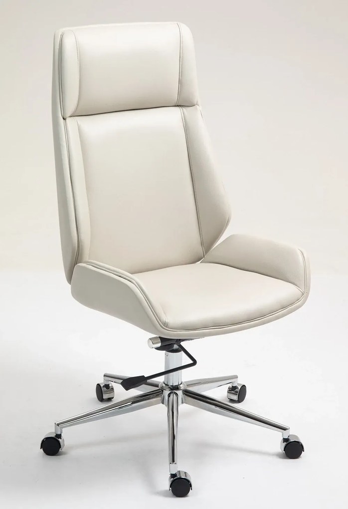 RESIGILAT- Scaun directorial, inaltime reglabila, brate fixe, baza metalica, Bej