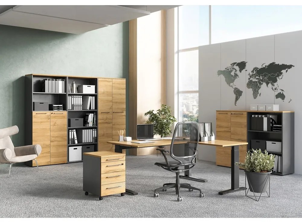 Birou reglabil cu blat cu aspect de lemn de stejar 200x240 cm Agenda – Germania