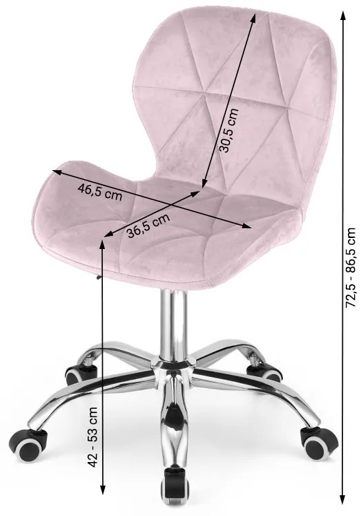 Scaun de birou roz pudra AVOLA VELVET