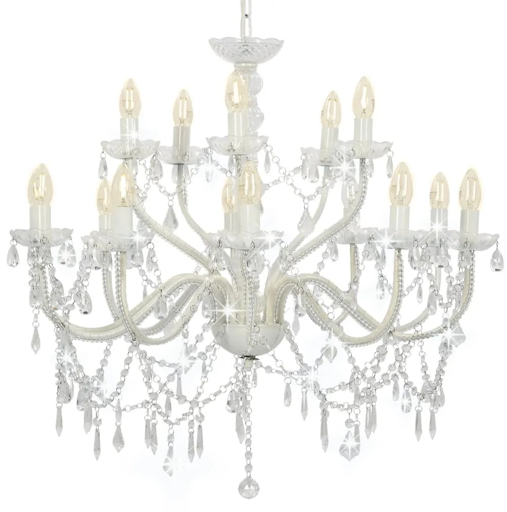 vidaXL Candelabru cu 2 rânduri, alb, becuri 15 x E14