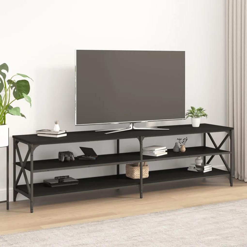 Comoda TV, negru, 180x40x50 cm, lemn prelucrat