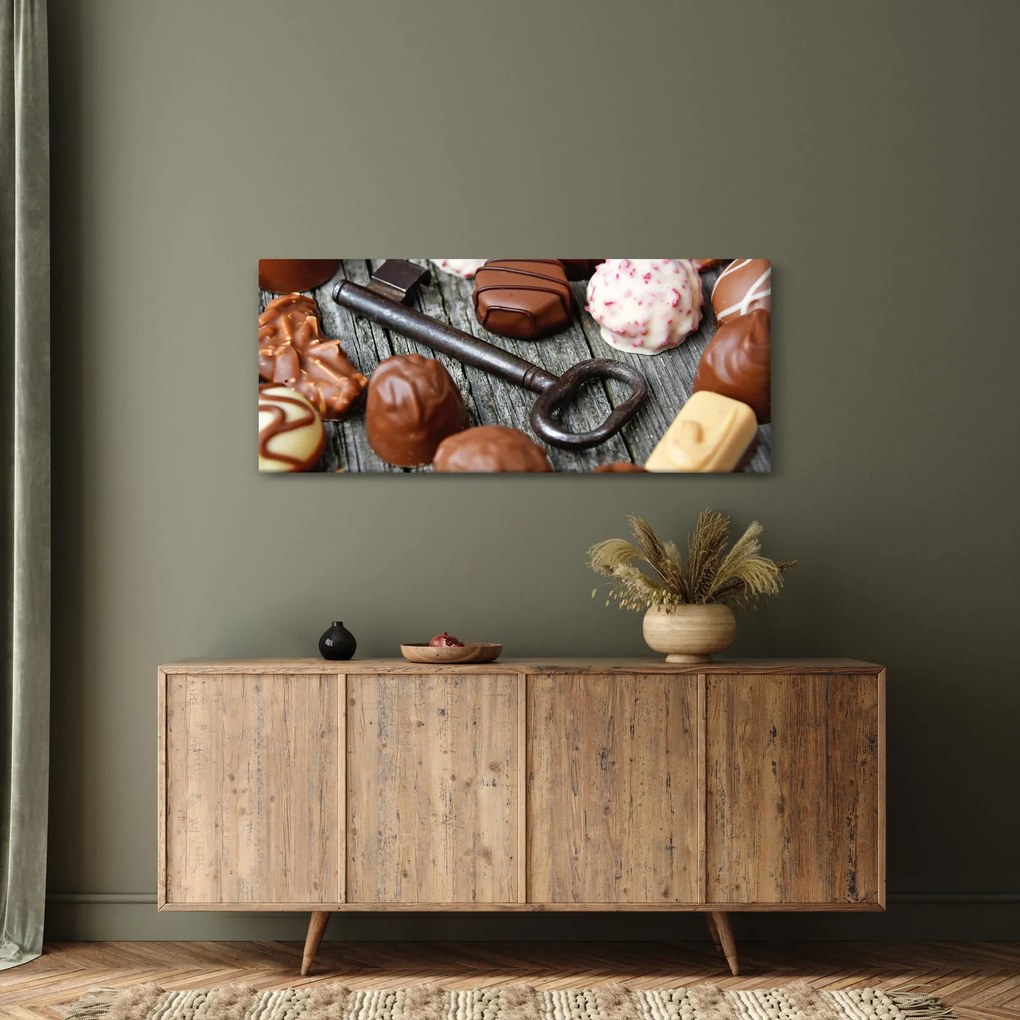 Tablou cu ciocolată și chei (120x50 cm)