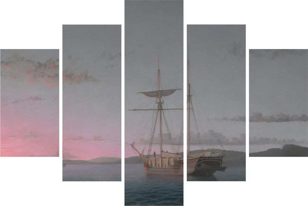 Tablou - Fitz Henry Lane, Lumber Schooners at Evening on Penobscot Bay, reproducere (150x105 cm)