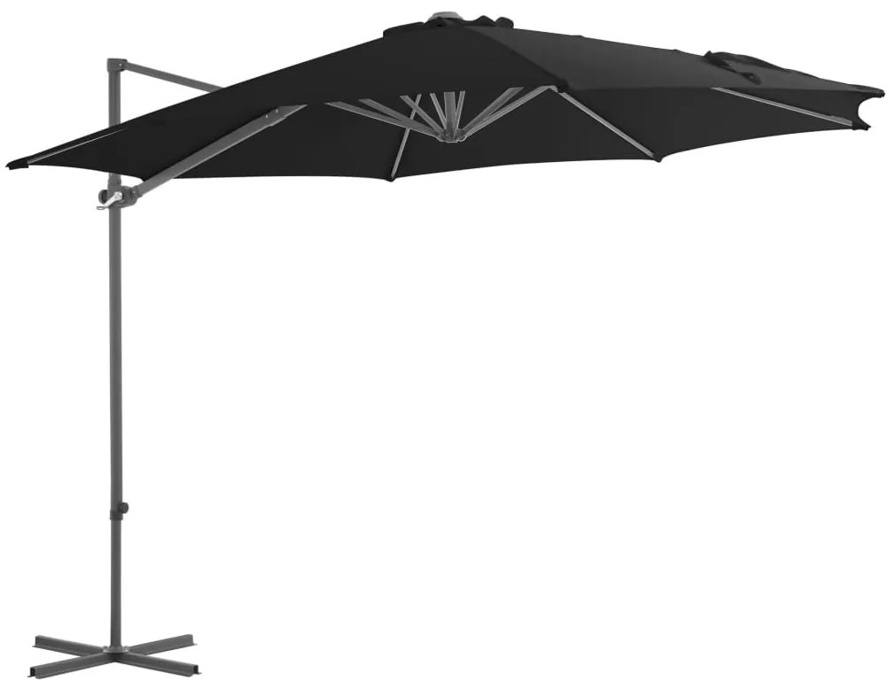 vidaXL Umbrelă consolă de grădină, stâlp din oțel, negru, 300 cm