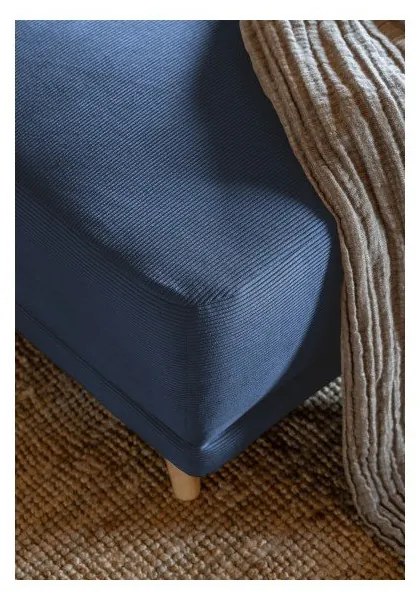 Colțar albastru închis extensibil cu tapițerie din catifea reiată (colț variabil) Lazy Lukka – Miuform