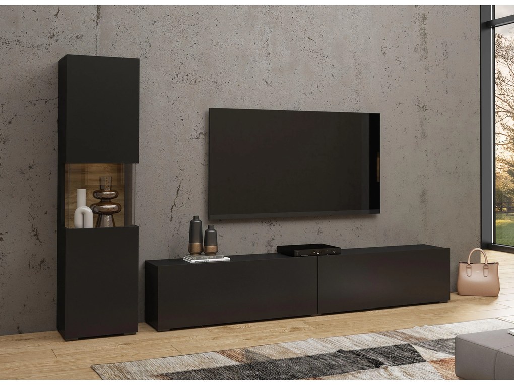 Mobilier living Avernic Typ 09 (onyx negru + Stejar wotan). 1042063