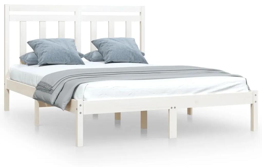 3105246 vidaXL Cadru de pat, alb, 120x200 cm, lemn masiv