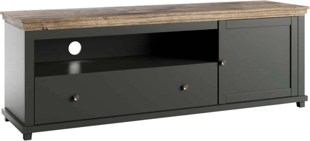 Comodă TV lemn masiv Jardon Grafit, 181 × 49 × 61 cm