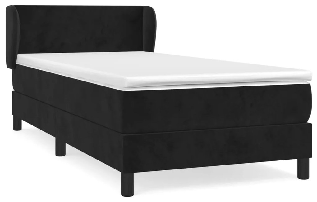 3127351 vidaXL Pat box spring cu saltea, negru, 90x200 cm, catifea