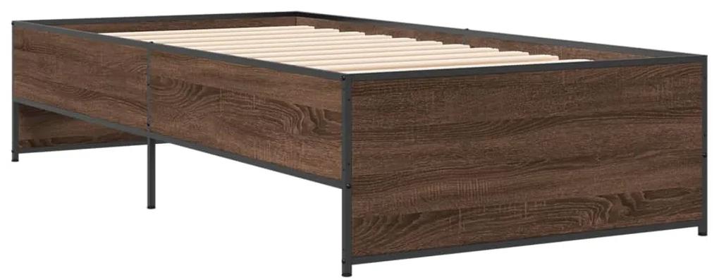 845240 vidaXL Cadru de pat, stejar maro, 100x200 cm, lemn prelucrat și metal