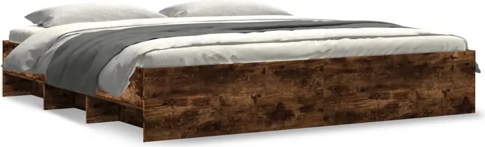 vidaXL Cadru pat fără saltea Stejar afumat 200x200 cm Lemn prelucrat