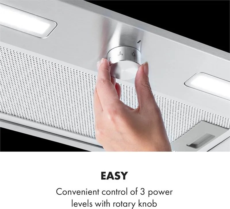 Klarstein Simplica, hotă, încorporat, 52 cm, extracție aerului: 440 m³ / h, LED, oțel inoxidabil