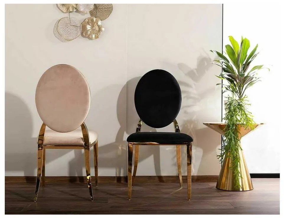 Scaun de bucătărie Capo Velvet, negru / auriu
