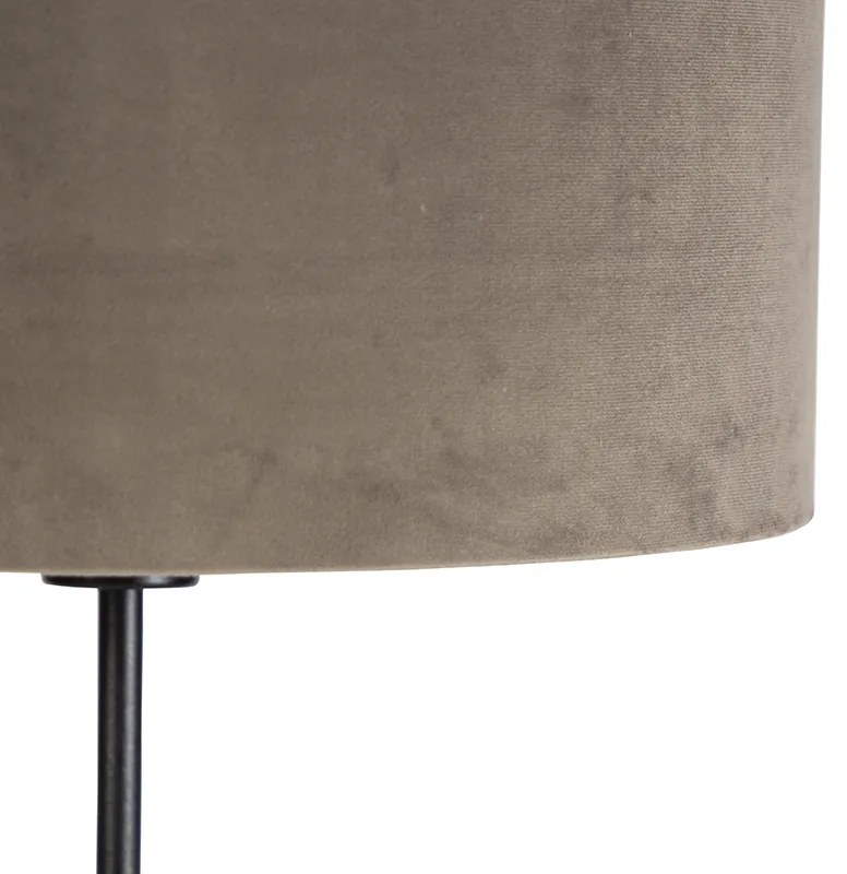 Lampă de podea neagră cu abajur din catifea taupe cu auriu 35 cm - Parte