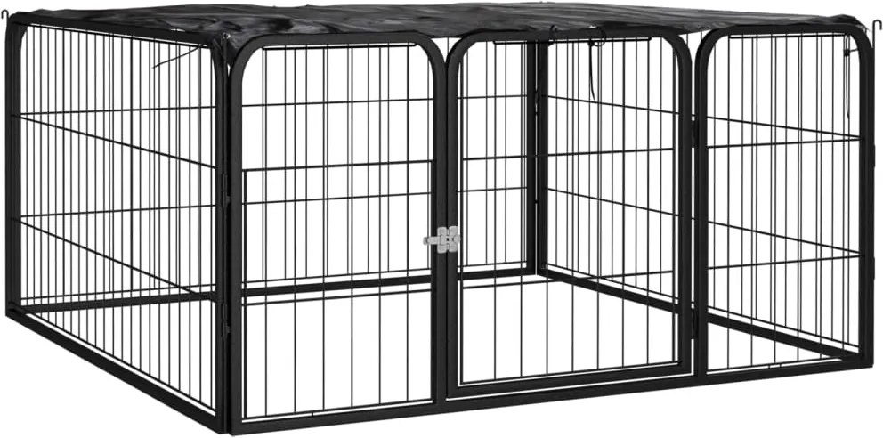 vidaXL Padoc pentru câini cu 4 panouri, negru, 100x50 cm, oțel