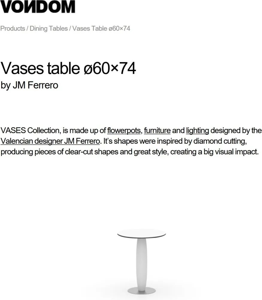 Masa de exterior / interior design modern premium VASES 60cm