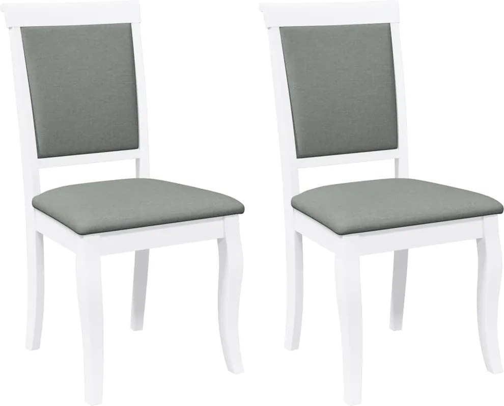 vidaXL Scaune de sufragerie cu perne 2 buc cauciuc din lemn masiv alb