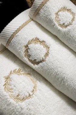 Prosop SEHZADE 50x100 cm Alb – Broderie argintie