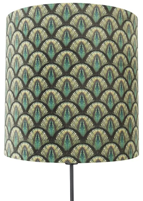 Lampă de podea cu abajur negru cu design de păun 40 cm reglabil - Parte
