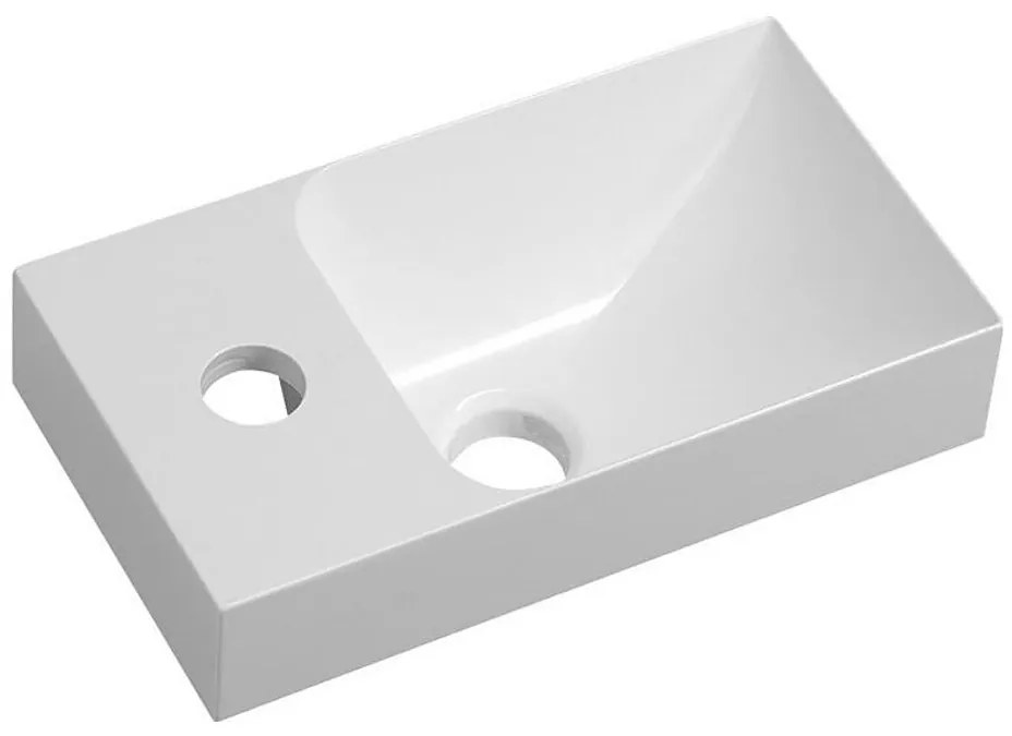 Sapho - Lavoar suspendat PICCOLINO 31x17 cm stânga/marmură turnată/alb