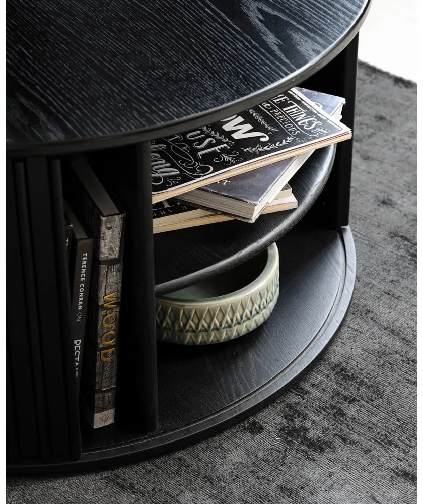 Măsuță de cafea neagră rotundă ø 85 cm Siena – Unique Furniture