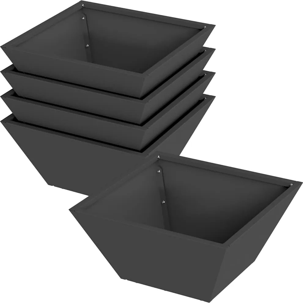 vidaXL Vază pentru Grădină 5 pcs Negru 35 x 35 x 15 cm