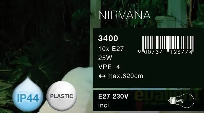 Decoratiuni exterior 4,7m, 10 becuri multicolor Nirvana 3400 GL