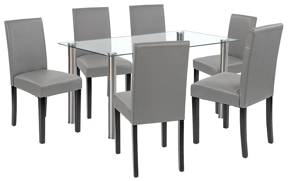 Set de masă Cadiz 6+1 alb-gri