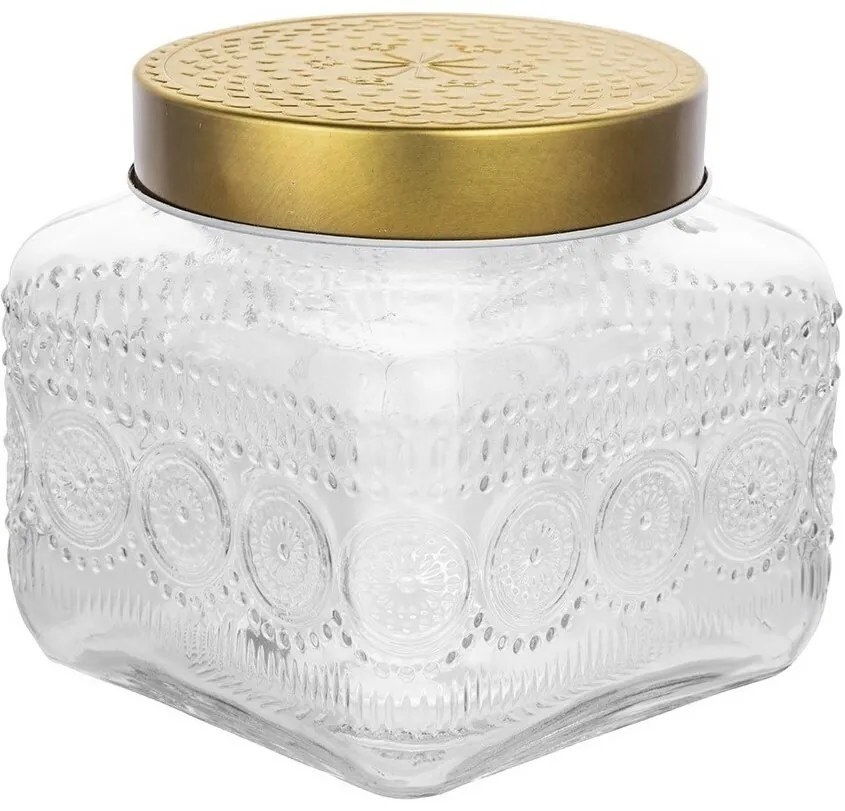 Altom Set de borcane din sticlă cu capac auriu Daisy 1,3 l, 4 buc., 1,3 l