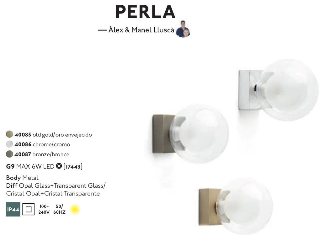 Aplica de perete baie cu protectie IP44 PERLA Chrome 40086