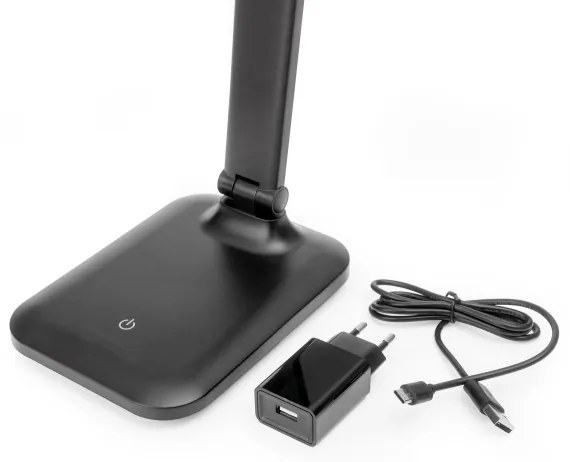 Lampă de masă LED tactilă reglabilă cu port USB REMUS LED/5W/230V, neagră