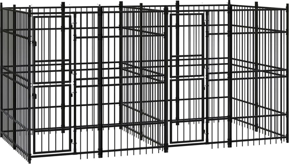 vidaXL Padoc pentru câini de exterior, 7,37 m², oțel