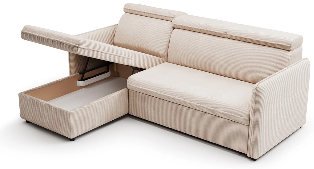 Colţar Barcelia Mini extensibil, universal, stânga/dreapta - bej catifea Anafi 22