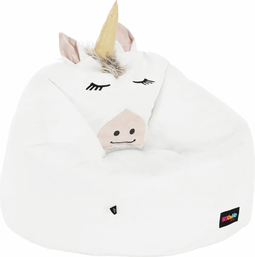 Fotoliu tip sac unicorn, alb, INOROG