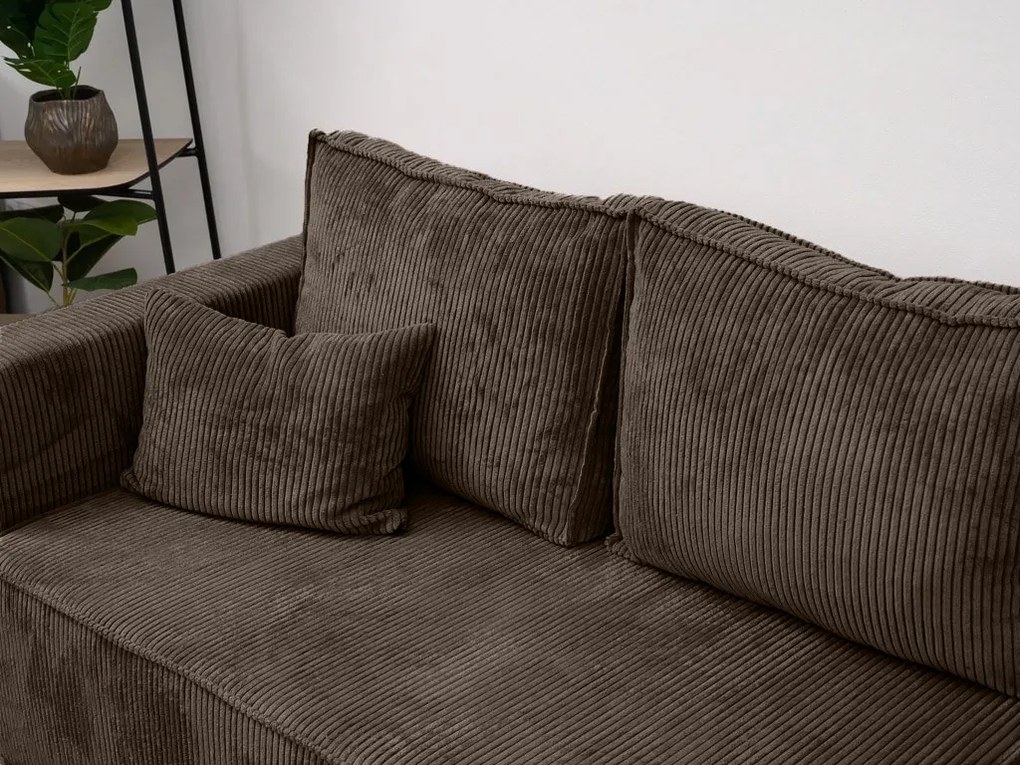 Canapea colt extensibila SMART COSARO maro inchis, cu colt bilateral + 2 perne CADOU