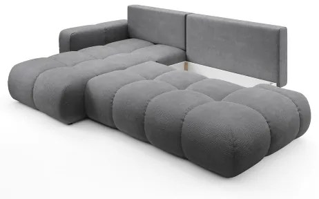 Colțar extensibil ALMADA, tapițat, cu spațiu de depozitare, orientare stânga, gri