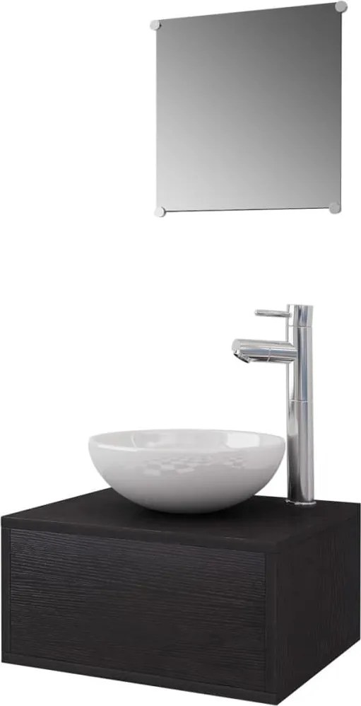 vidaXL Set mobilier baie 4 piese cu chiuvetă și robinet incluse, Negru