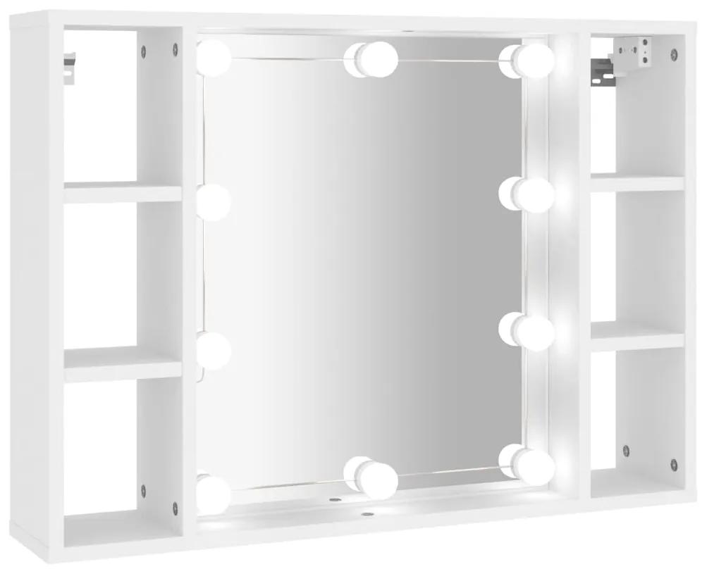 808855 vidaXL Dulap cu oglindă și LED, alb, 76x15x55 cm